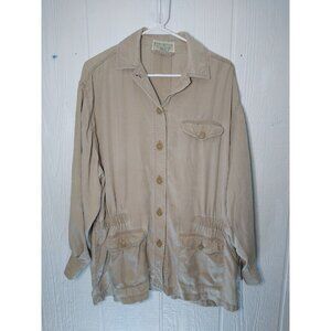 Banana Republic Safari Womens M Shirt Jacket Long Sleeve Button Front Tan